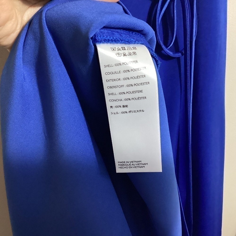 Urban Outfitters Slip Dress Large Cobalt Blue Satin Tie Back - Picture 11 of 13
